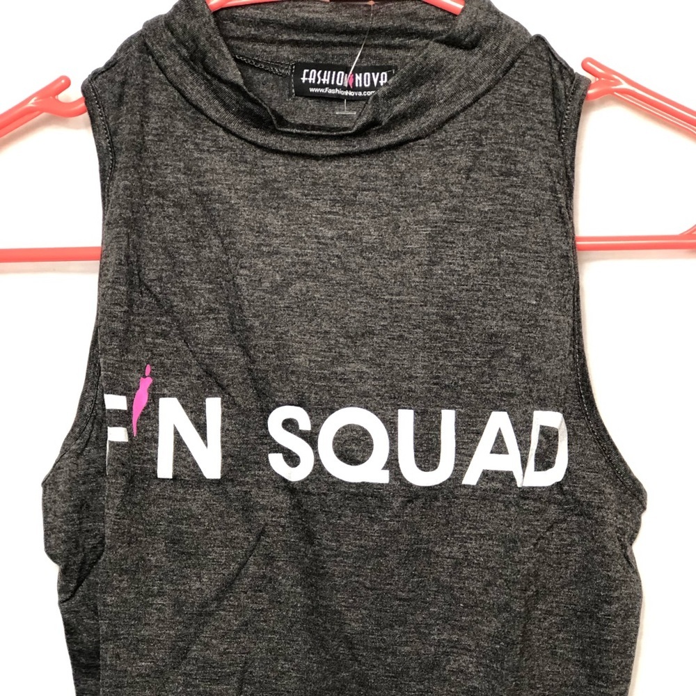 Fashion Nova Gray Mock Neck Crop Top FN Squad NWT XS - Picture 6 of 7